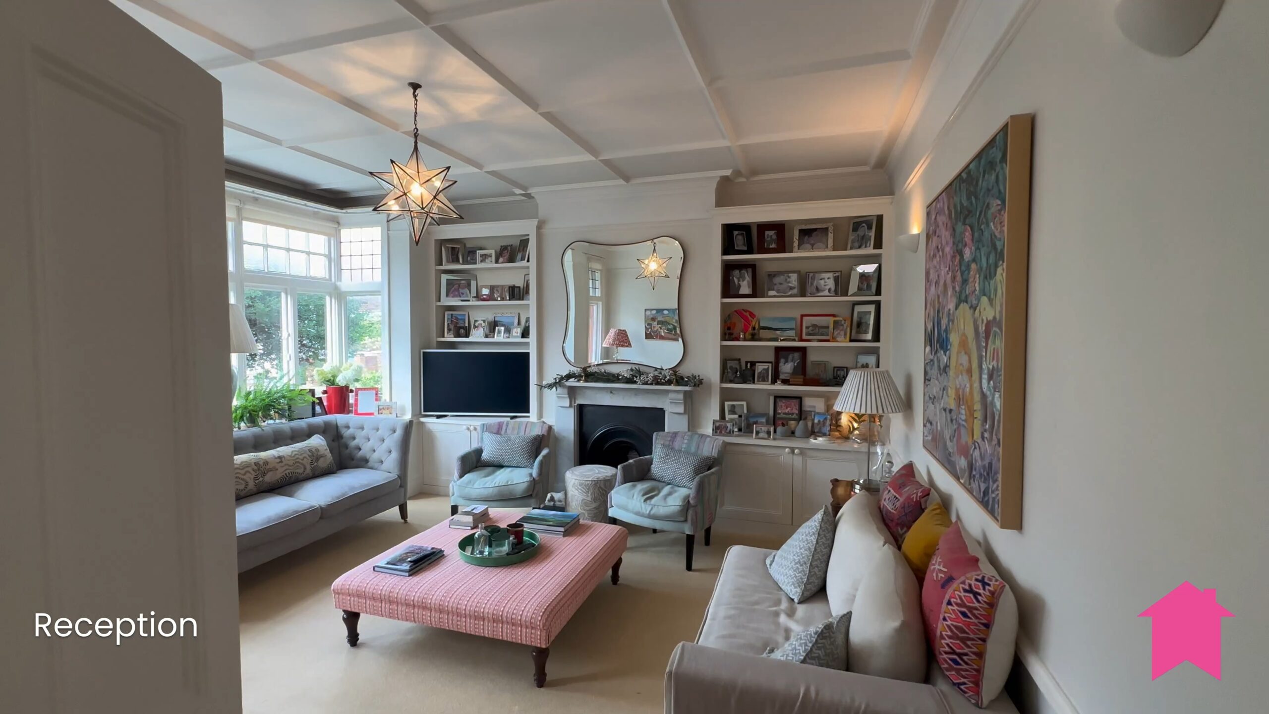 A high-resolution picture of a beautifully interior designed living room taken on the Prevue app