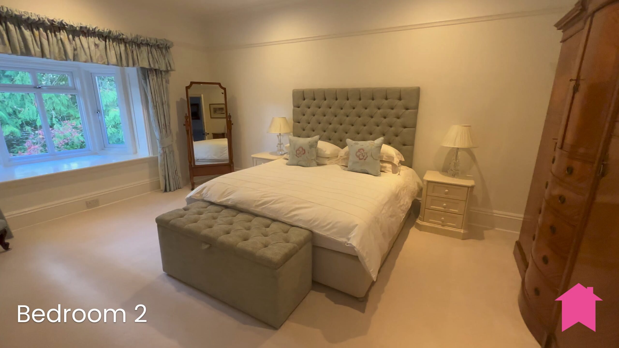 A high-resolution picture of a bedroom taken on the Prevue app